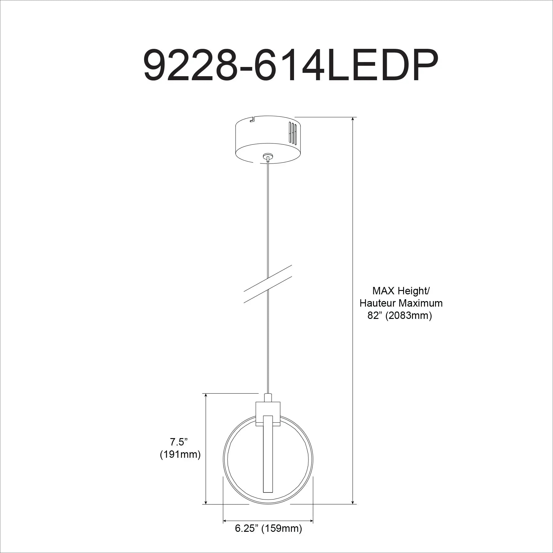 Dainolite 14W Pendant, Matte Black with White Silicone Diffuser
