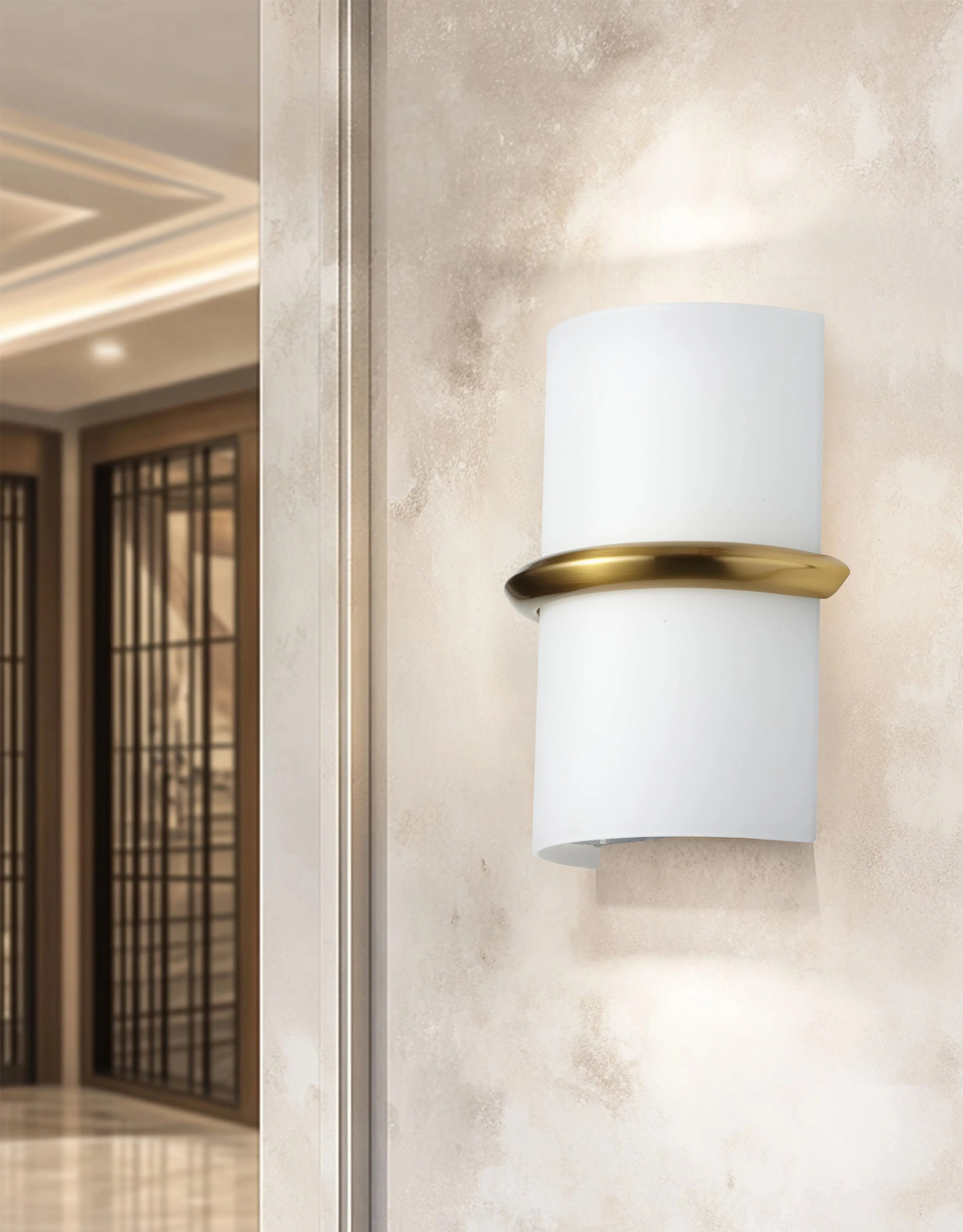 Dainolite 14W Wall Sconce, Aged Brass w/ Opal Glass