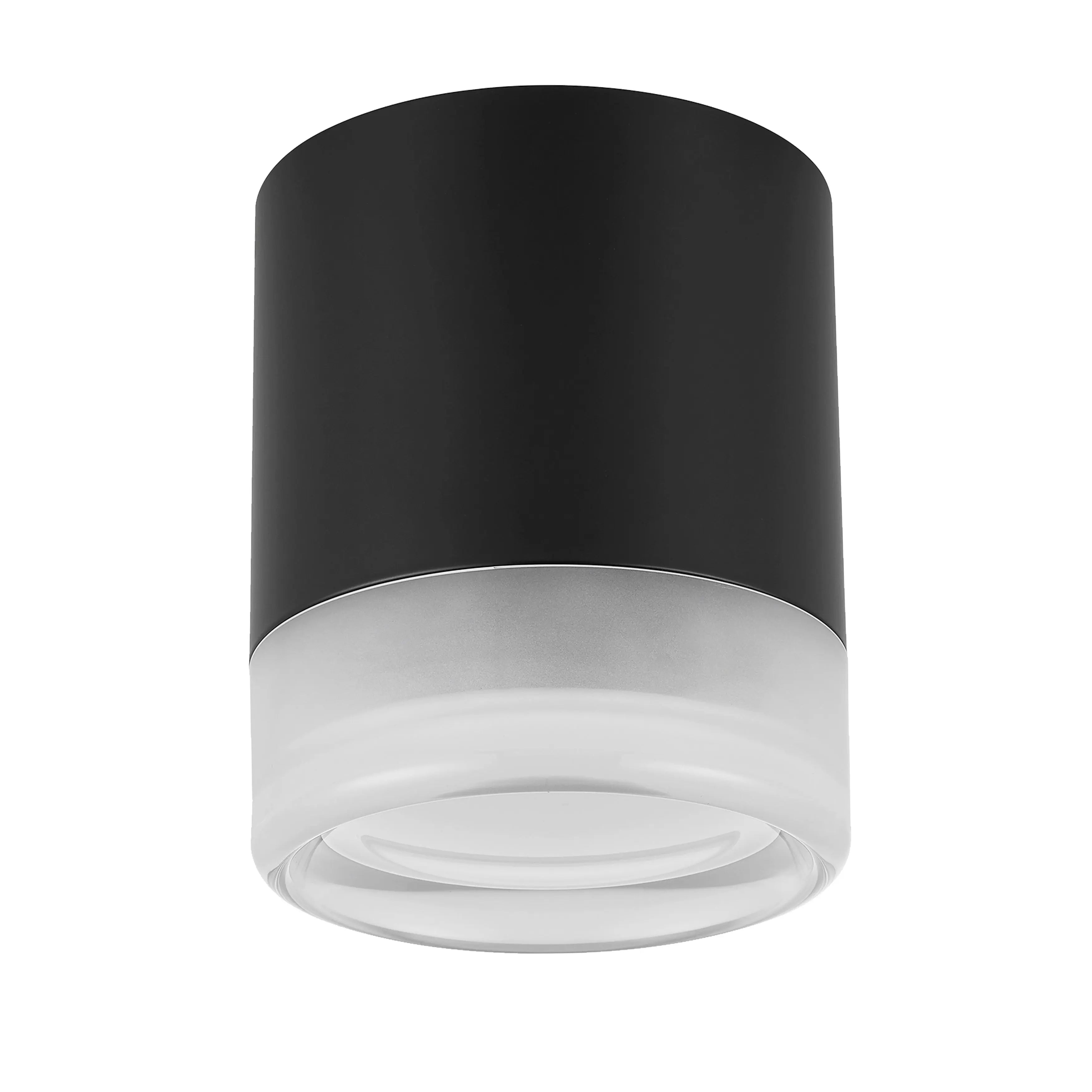 Dainolite 15W Flush Mount in Matte Black w/ Clear & Frosted Acrylic Diffuser