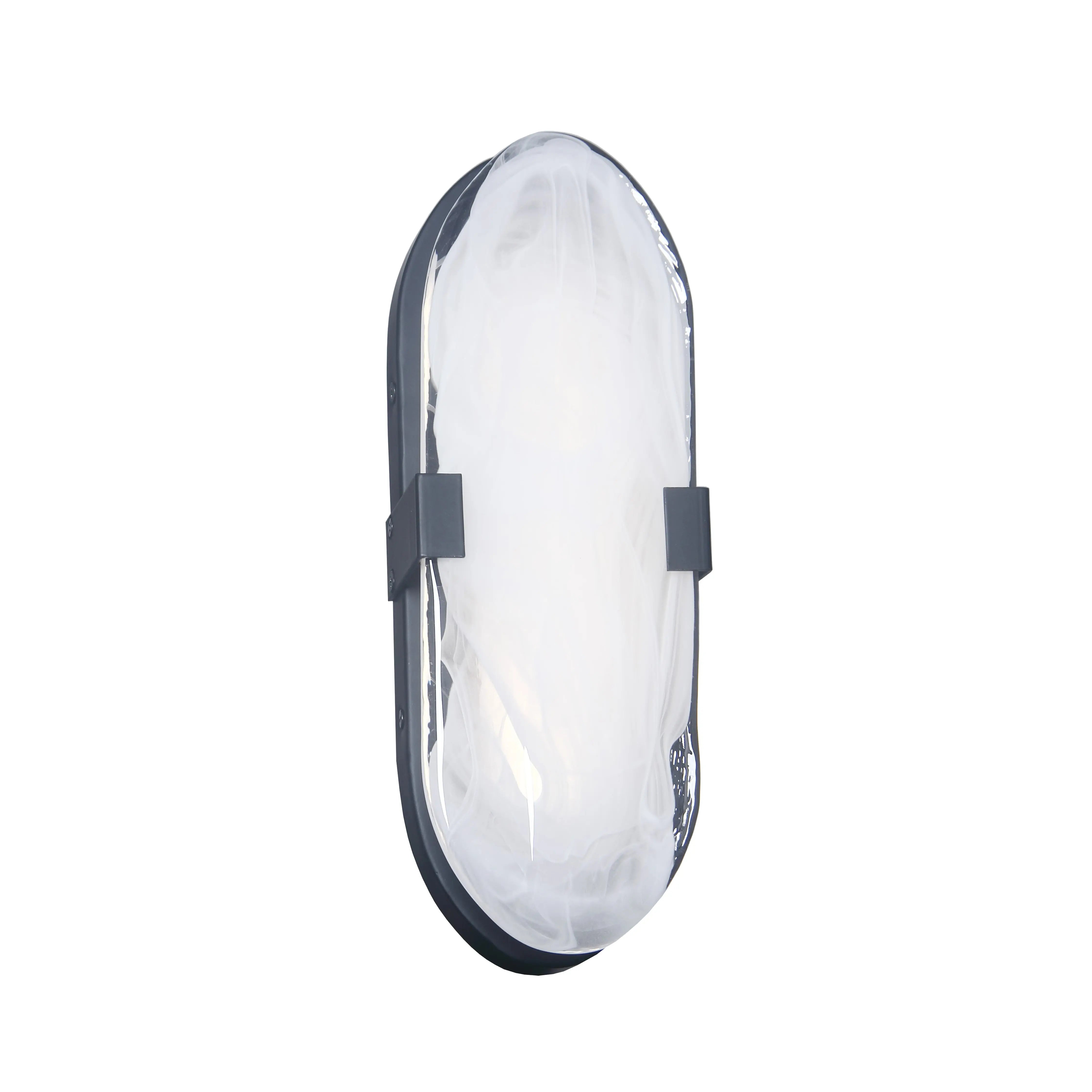 Dainolite 15W Matte Black Wall Sconce with Alabaster Glass