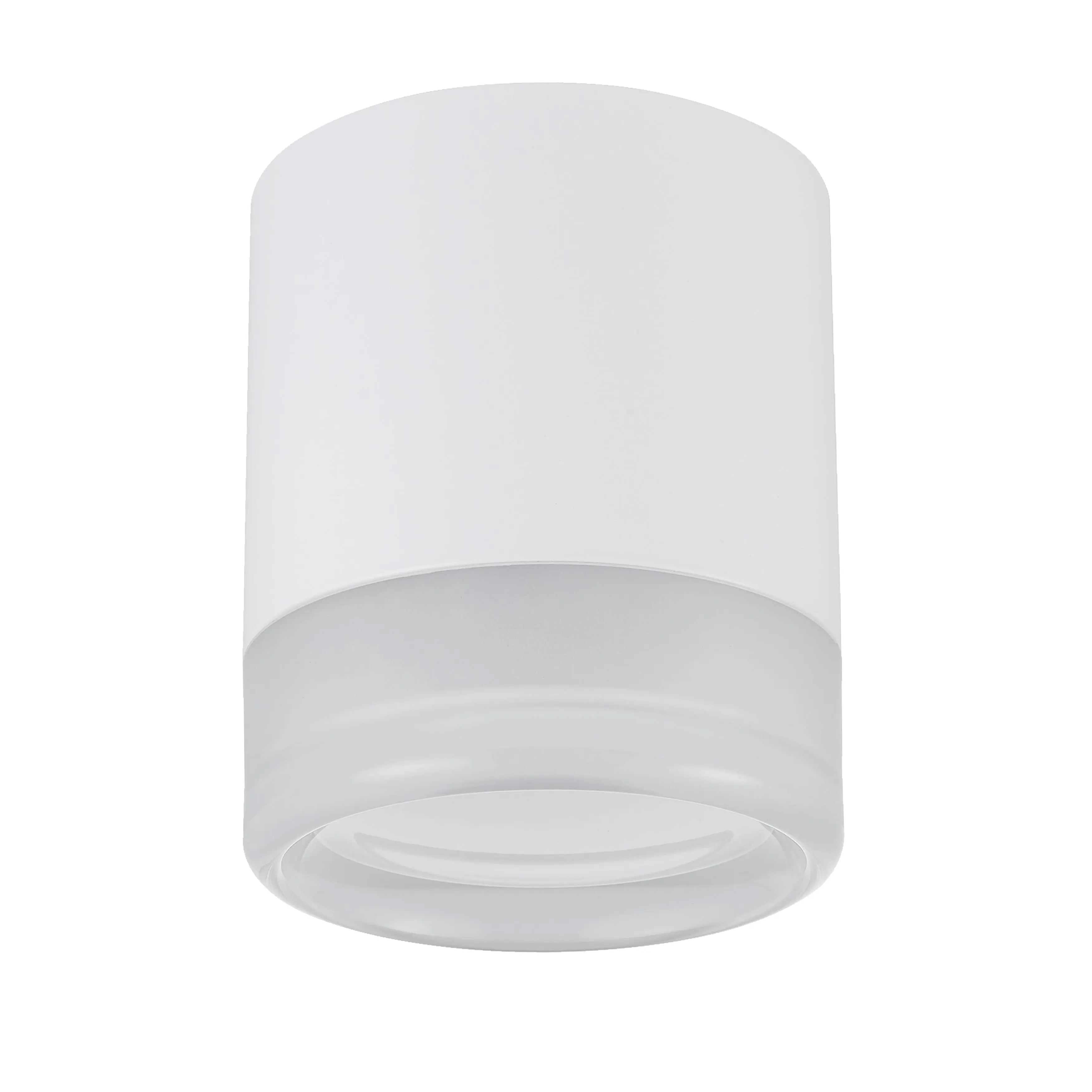 Dainolite 15W Matte White Flush Mount w/ Clear & Frosted Acrylic Diffuser