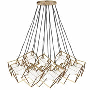 Dainolite 16 Light Halogen Pendant, Gold with White Glass