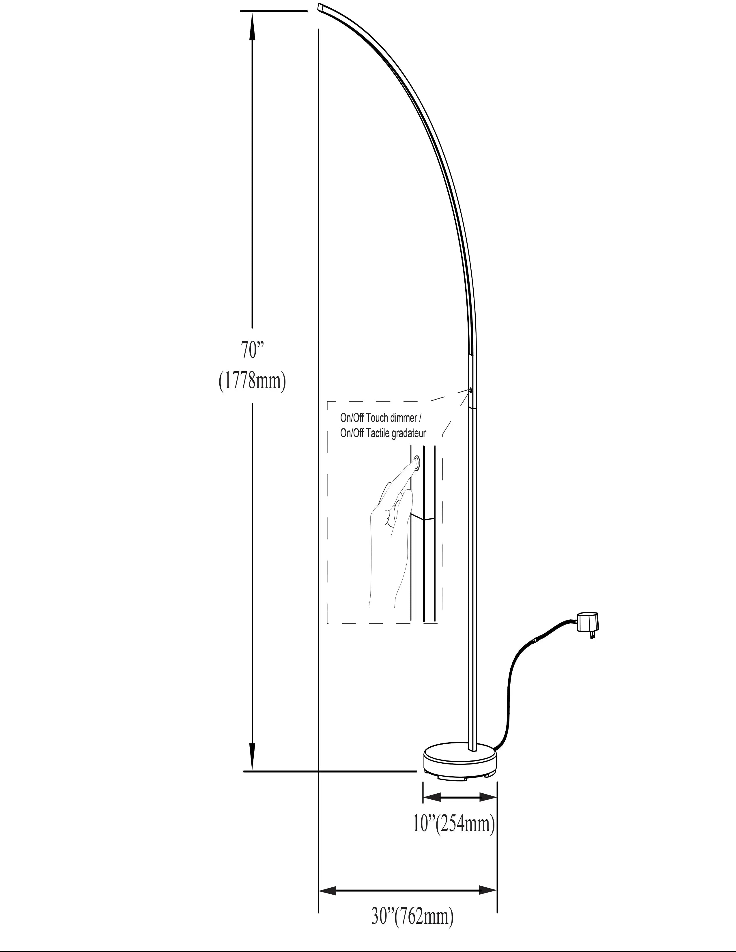 Dainolite 16W LED Floor Lamp Matte Black Finish
