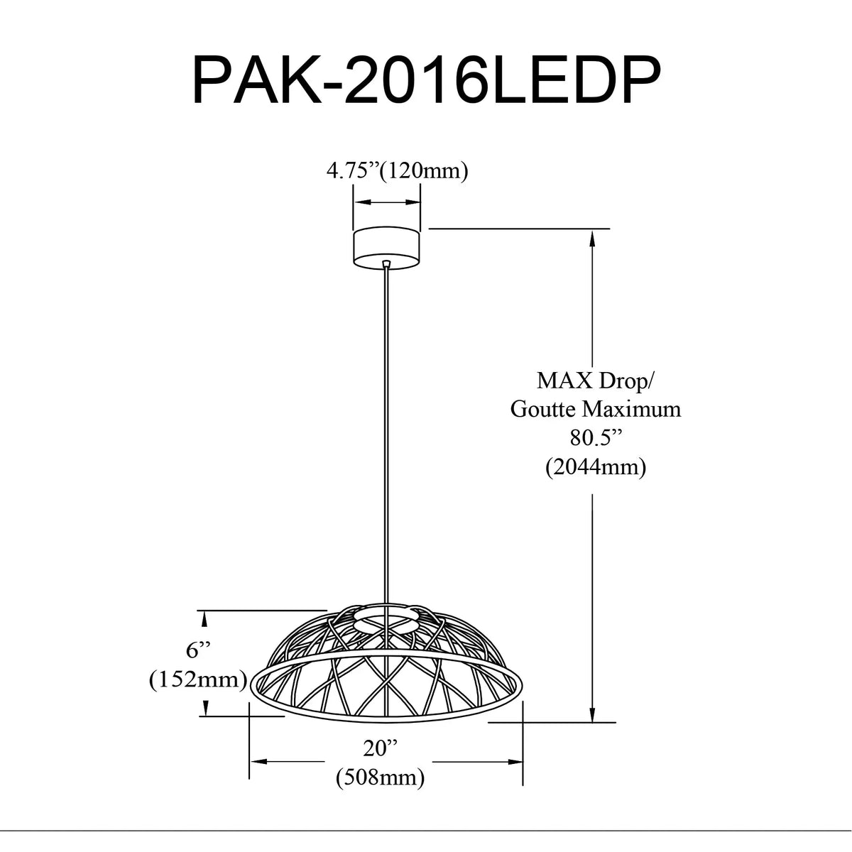 Dainolite 16W Pendant in Matte White w/ White Cloth Covered Frame