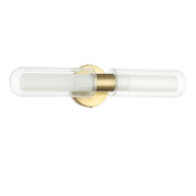 Dainolite 2 Light Aged Brass Wall Sconce w/ Clear Fluted Glass