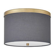 Dainolite 2 Light Flush Mount Aged Brass with Grey Shade