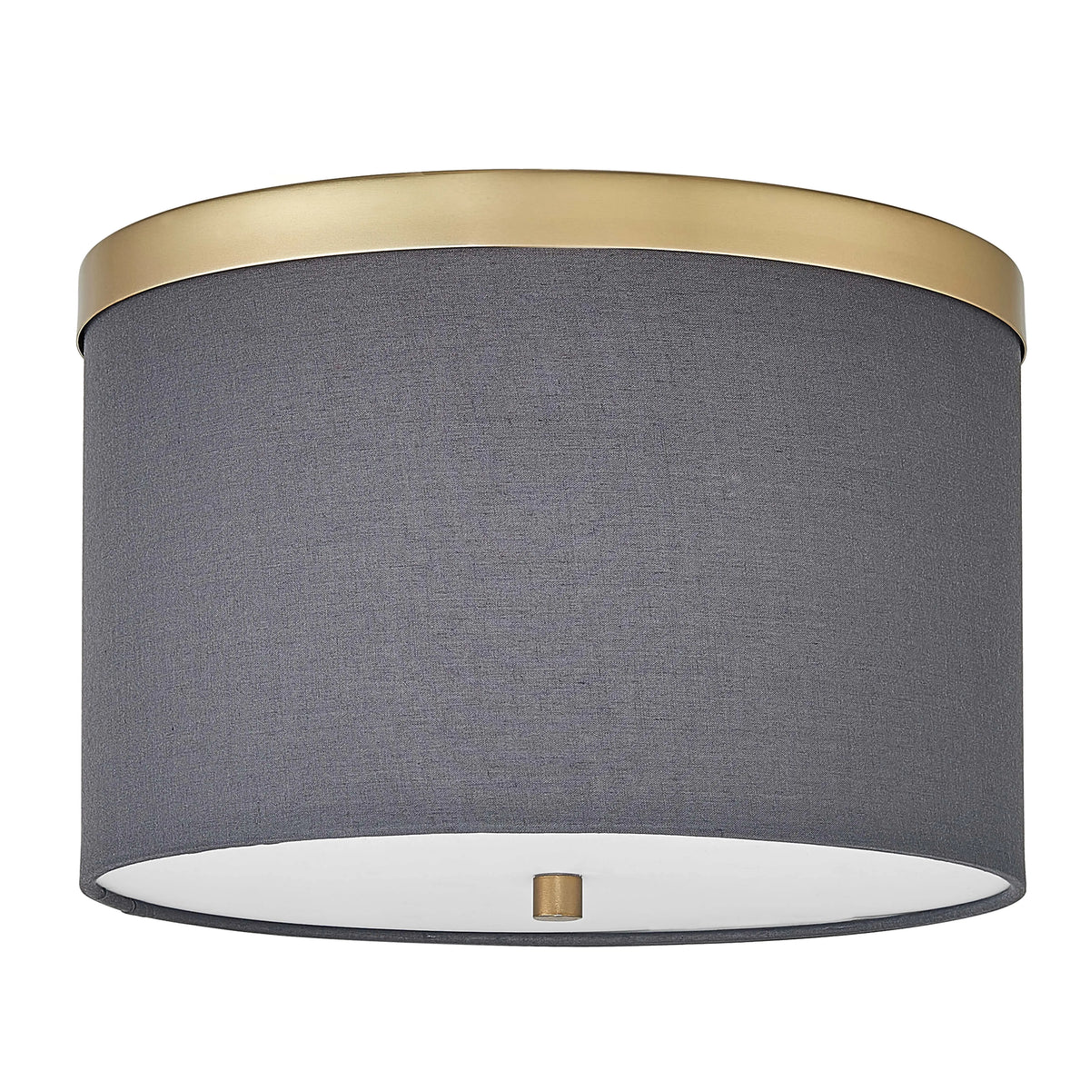 Dainolite 2 Light Flush Mount Aged Brass with Grey Shade