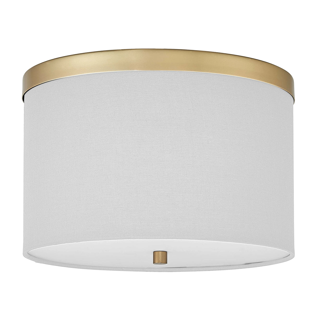 Dainolite 2 Light Flush Mount Aged Brass with White Shade