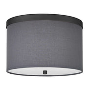 Dainolite 2 Light Flush Mount Matte Black with Grey Shade
