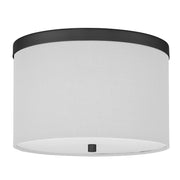 Dainolite 2 Light Flush Mount Matte Black with White Shade