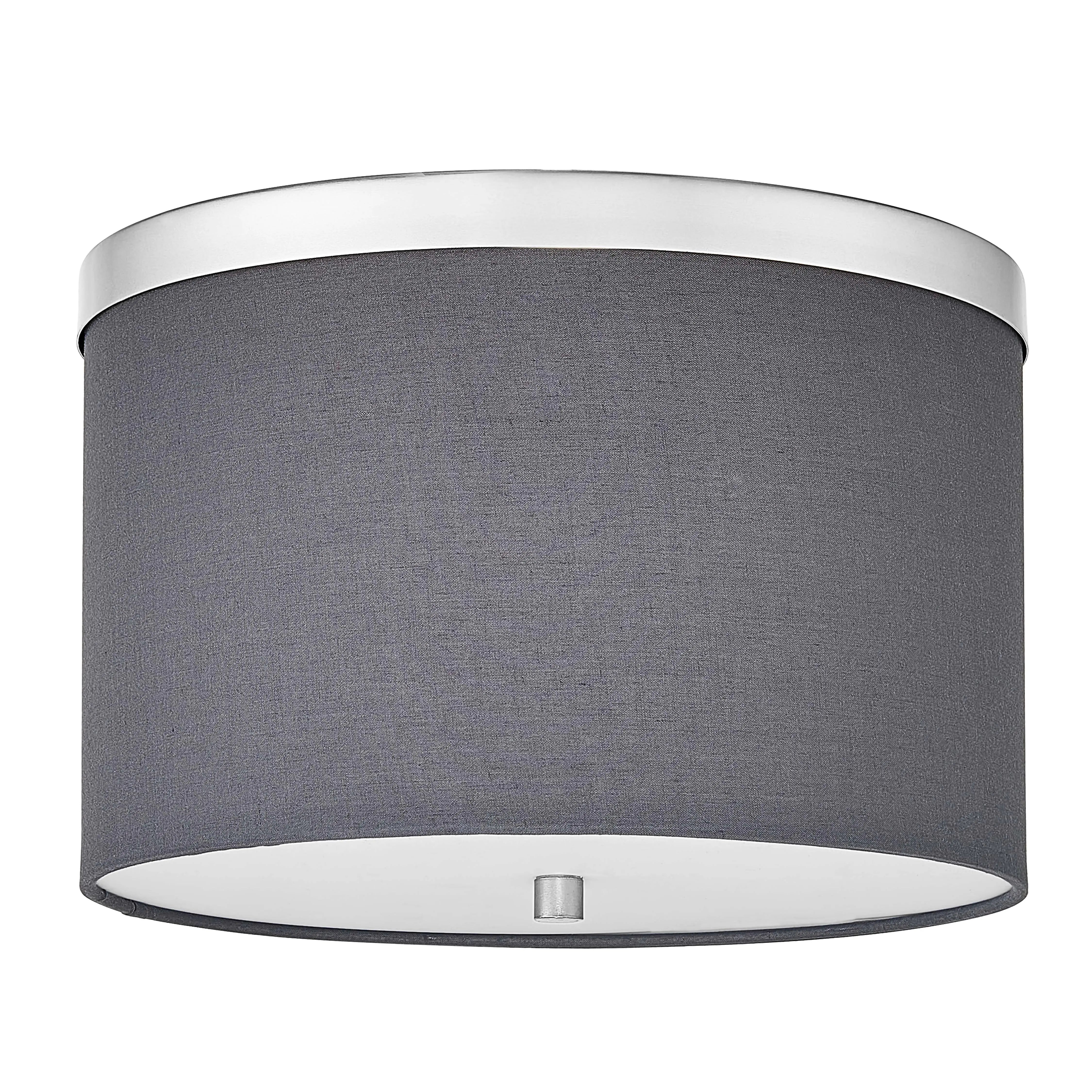 Dainolite 2 Light Flush Mount Polished Chrome with Grey Shade