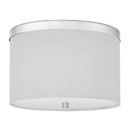 Dainolite 2 Light Flush Mount Polished Chrome with White Shade
