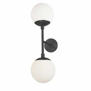 Dainolite 2 Light Halogen Matte Black Wall Sconce w/ White Glass
