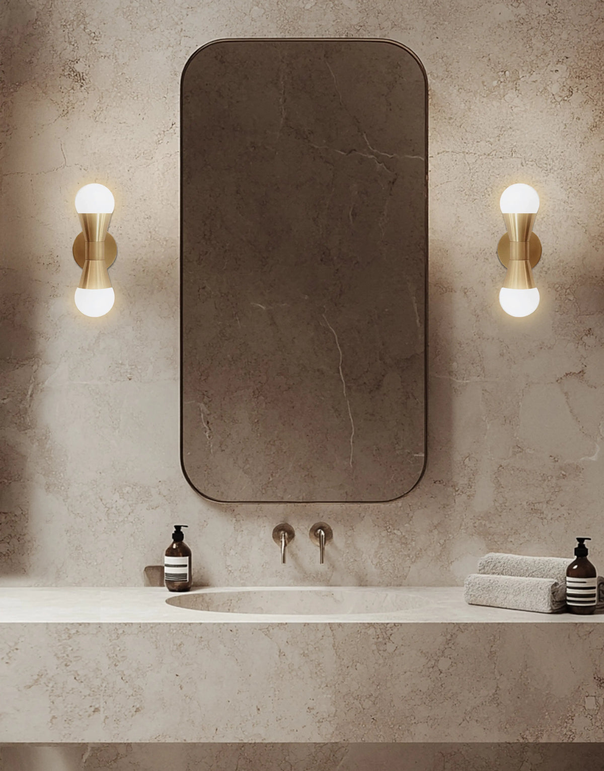 Dainolite 2 Light Incandescent Aged Brass Wall Sconce