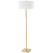 Dainolite 2 Light Incandescent Floor Lamp Aged Brass with White Shade