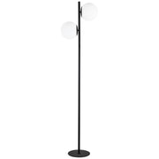 Dainolite 2 Light Incandescent Floor Lamp, Matte Black with White Opal Glass