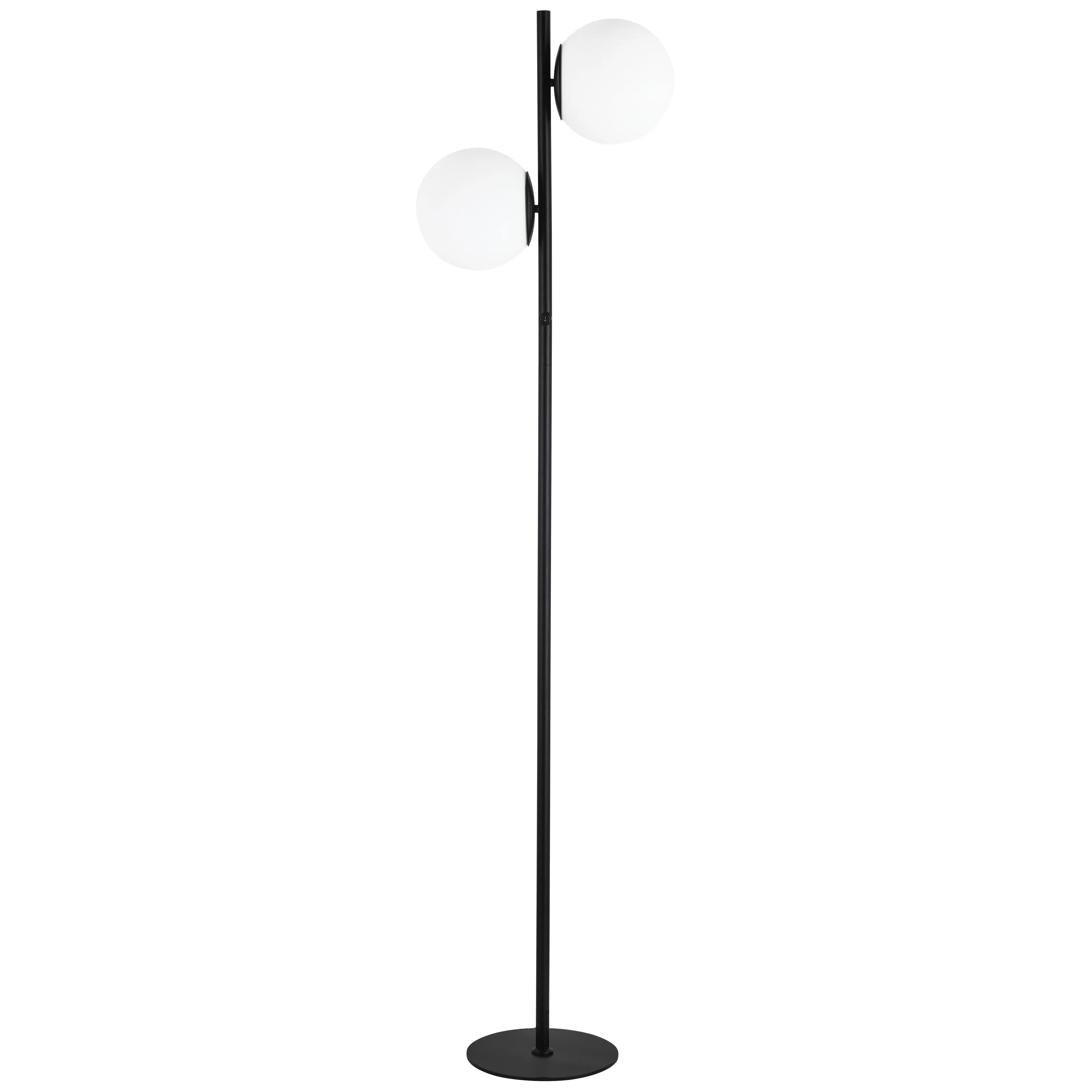 Dainolite 2 Light Incandescent Floor Lamp, Matte Black with White Opal Glass