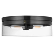 Dainolite 2 Light Incandescent Flush Mount Matte Black with Clear Glass