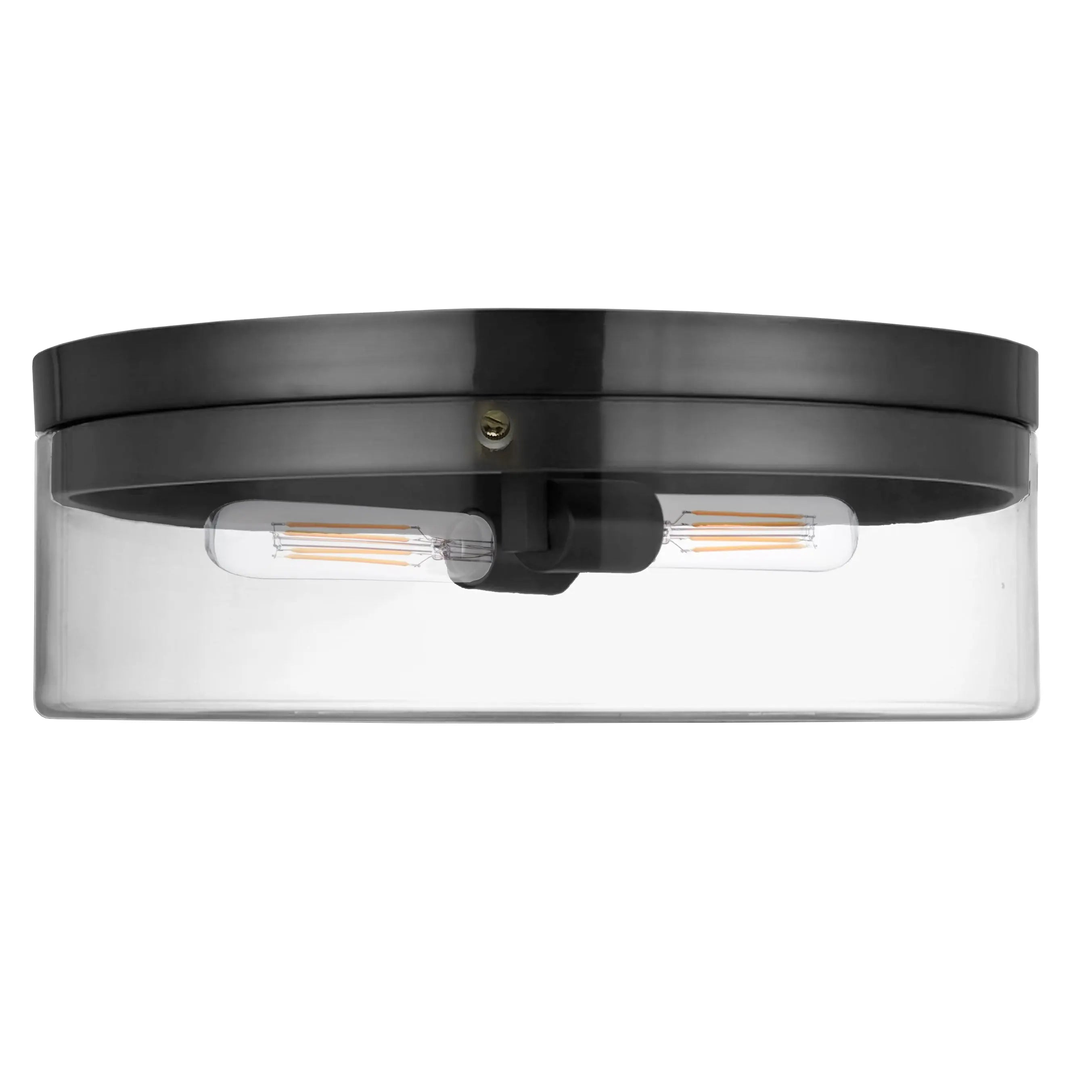 Dainolite 2 Light Incandescent Flush Mount Matte Black with Clear Glass