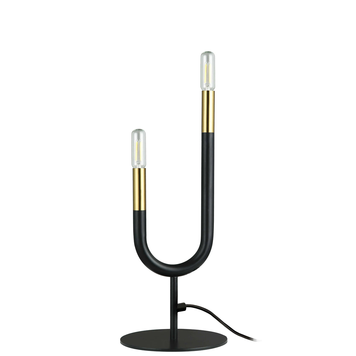 Dainolite 2 Light Incandescent Table Lamp, Matte Black & Aged Brass
