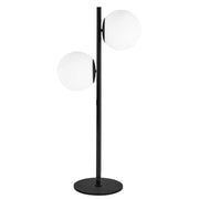 Dainolite 2 Light Incandescent Table Lamp, Matte Black w/ White Glass