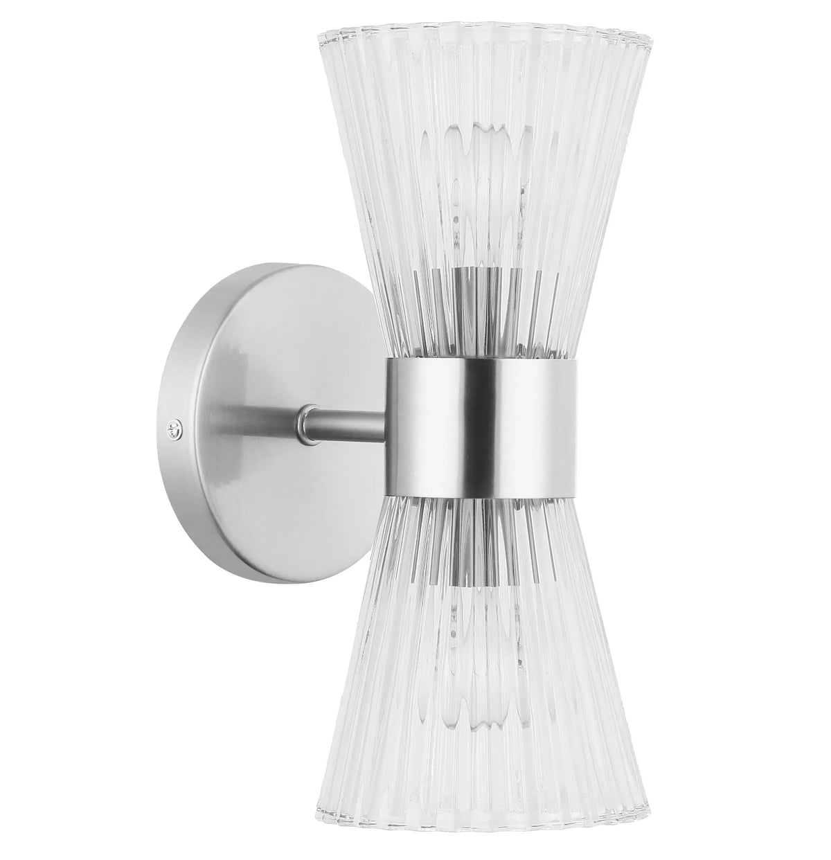 Dainolite 2 Light Incandescent Vanity Polished Chrome with Clear Ribbed Glass