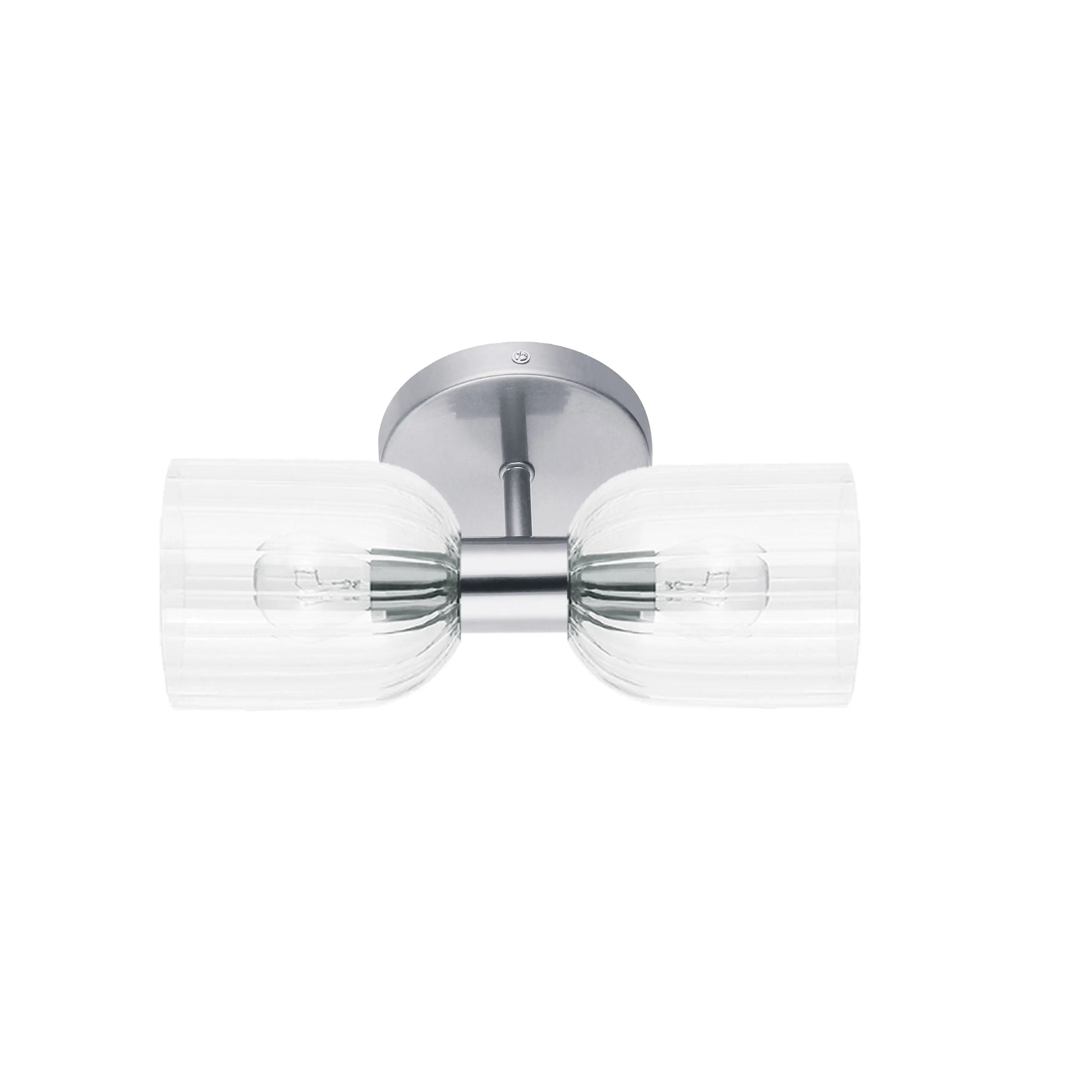 Dainolite 2 Light Incandescent Vienna Wall Sconce Polished Chrome w/ Clear Ribbed Glass