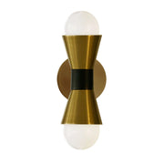 Dainolite 2 Light Incandescent Wall Sconce, Aged Brass & Matte Black