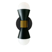 Dainolite 2 Light Incandescent Wall Sconce, Matte Black & Aged Brass