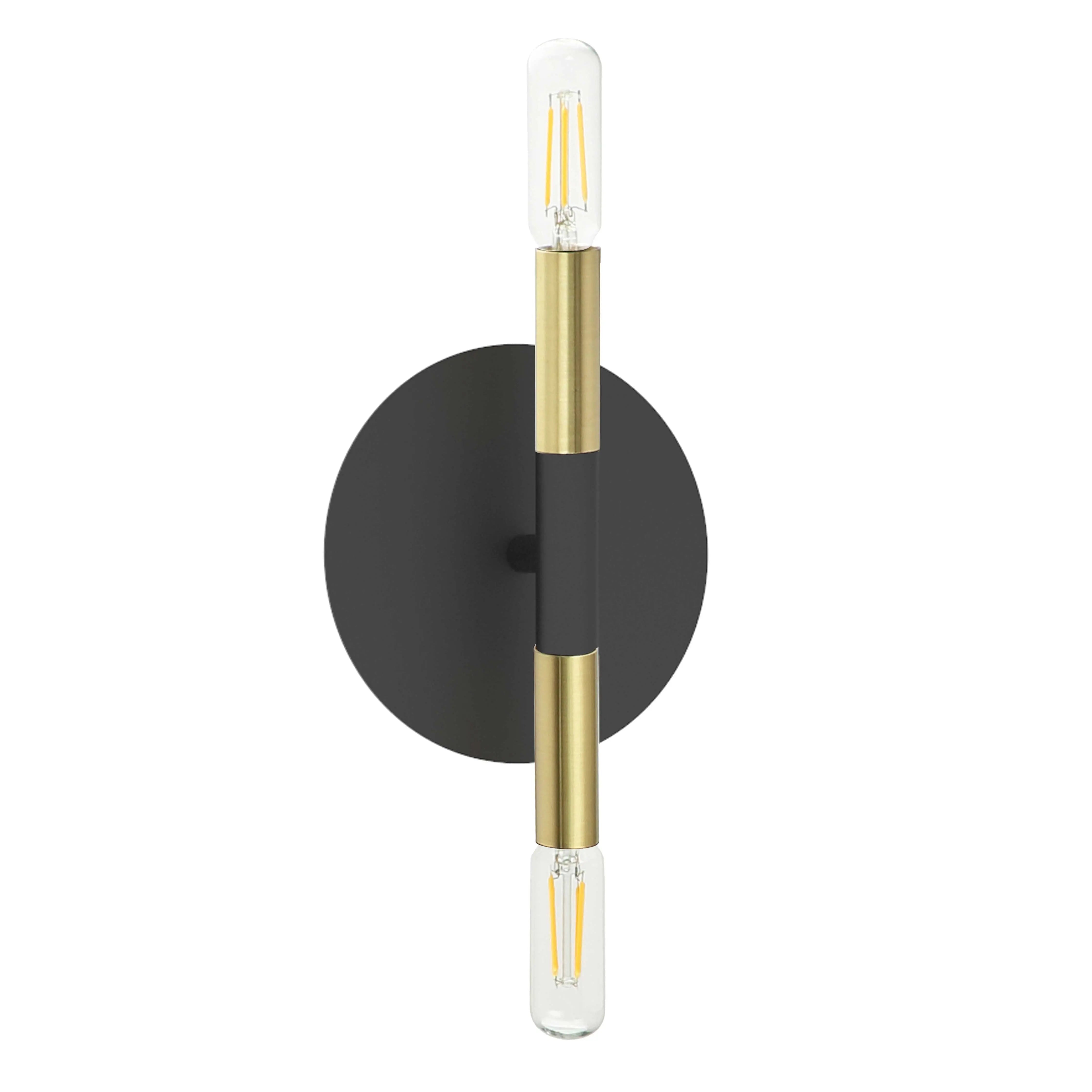 Dainolite 2 Light Incandescent Wall Sconce, Matte Black and Aged Brass