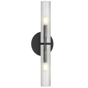 Dainolite 2 Light Incandescent Wand Wall Sconce Matte Black w/ Frosted Glass