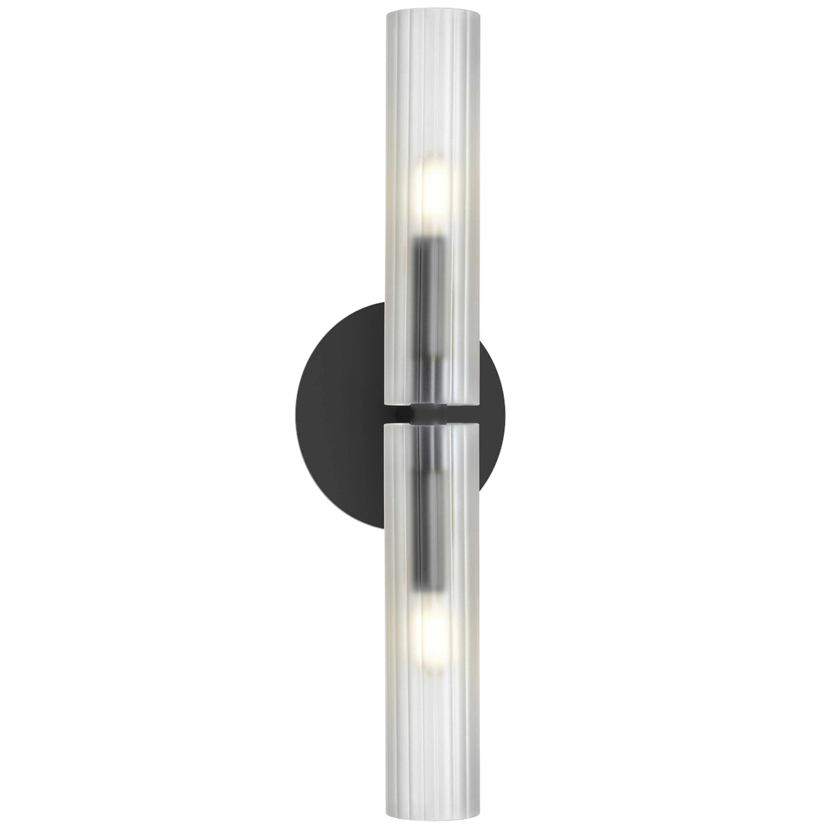 Dainolite 2 Light Incandescent Wand Wall Sconce Matte Black w/ Frosted Glass