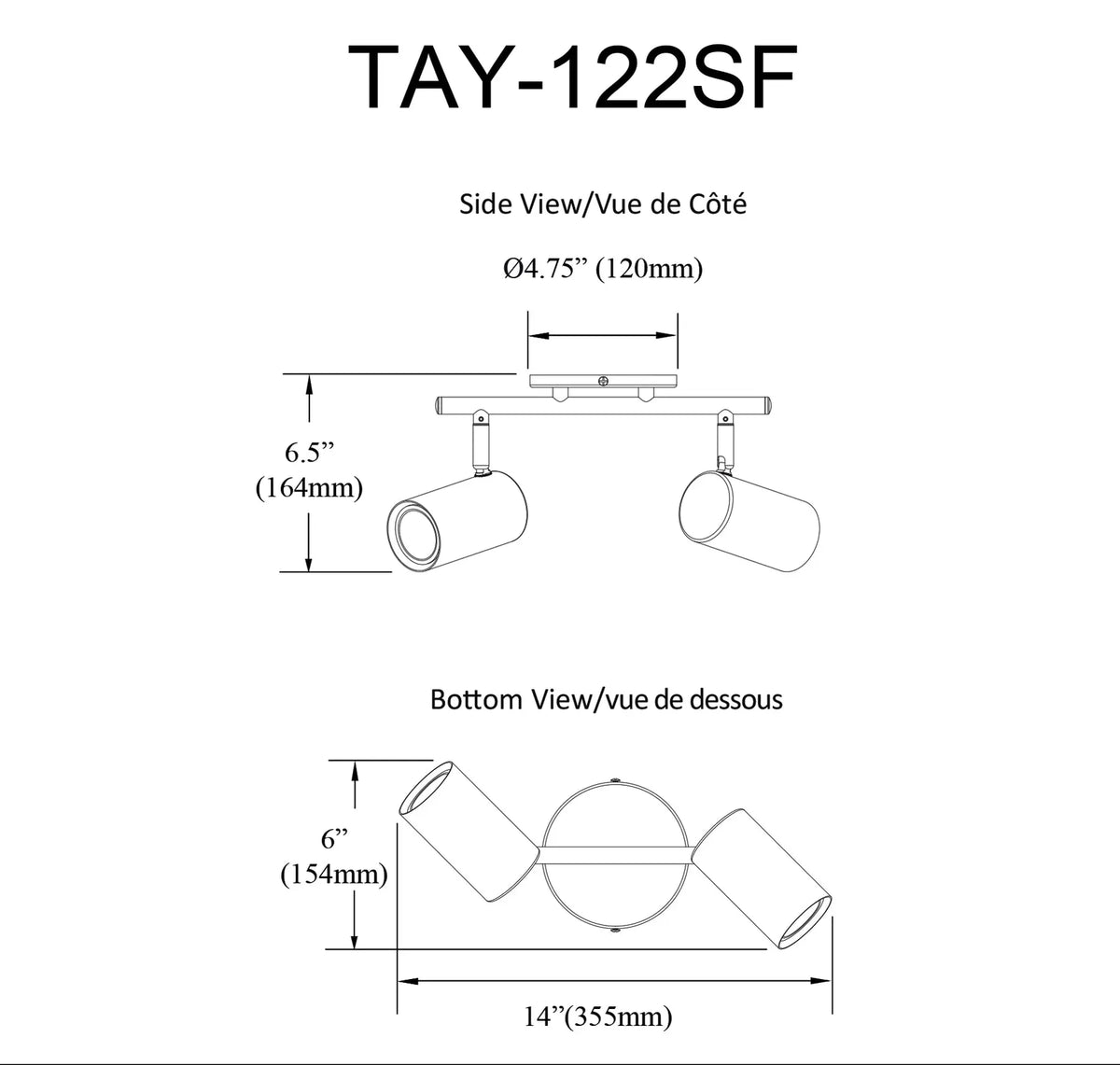 Dainolite 2 Light Track Light in Satin Chrome