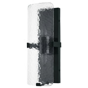 Dainolite 2 Light Wall Sconce in Matte Black w/ Clear Textured Glass