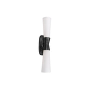 Dainolite 2 Light Wall Sconce in Matte Black w/ Opal Glass