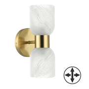Dainolite 2 Light Wall Sconce, Aged Brass w/ Faux Alabaster