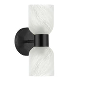 Dainolite 2 Light Wall Sconce, Matte Black w/ Faux Alabaster