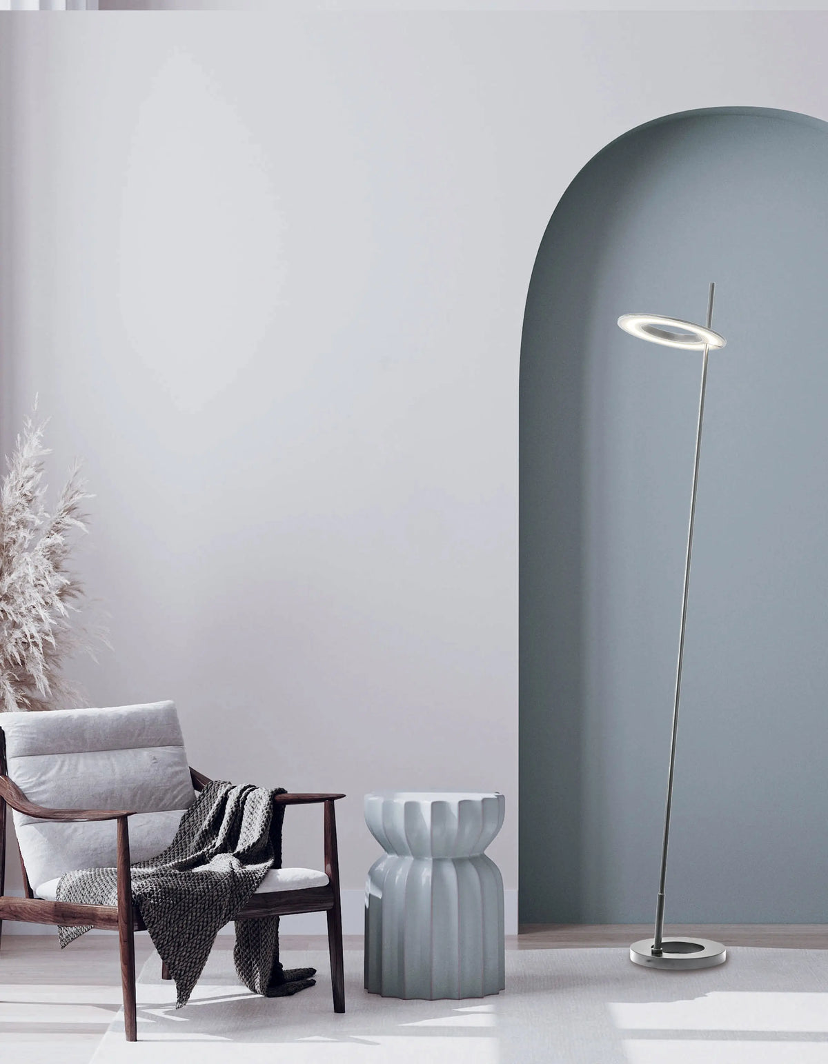 Dainolite 20W Floor Lamp Satin Chrome