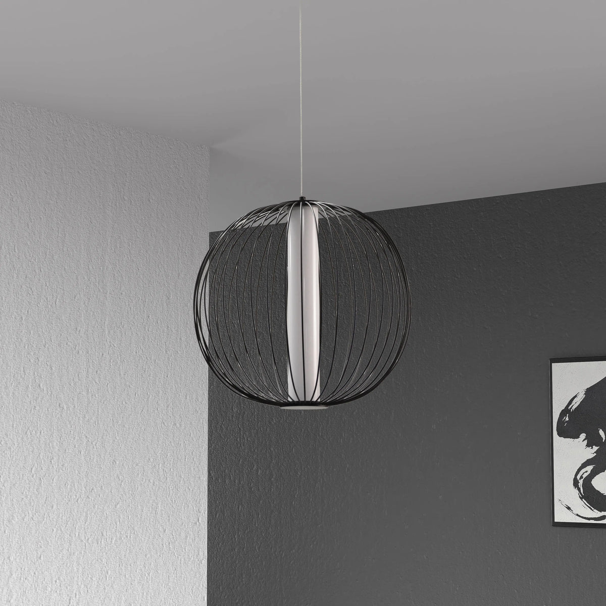Dainolite 20W LED Pendant, Matte Black with White Acrylic Diffuser