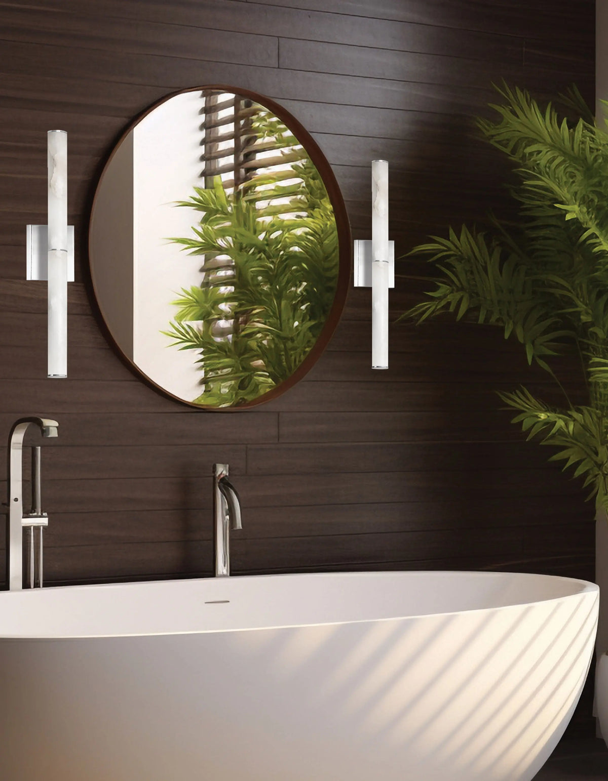 Dainolite 20W Polished Chrome Wall Sconce w/ Alabaster Diffuser