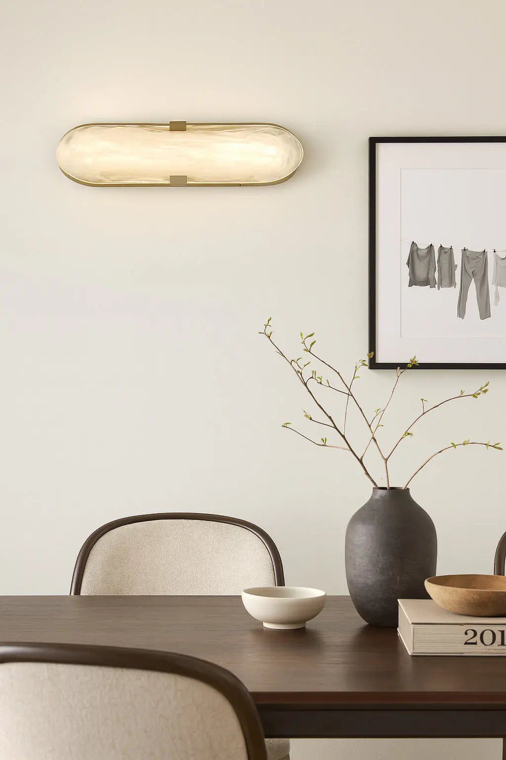 Dainolite 20W Wall Sconce Aged Brass with Alabaster Glass