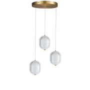 Dainolite 21W Multi Light Pendant in Aged Brass w/ Clear Pattern Acrylic