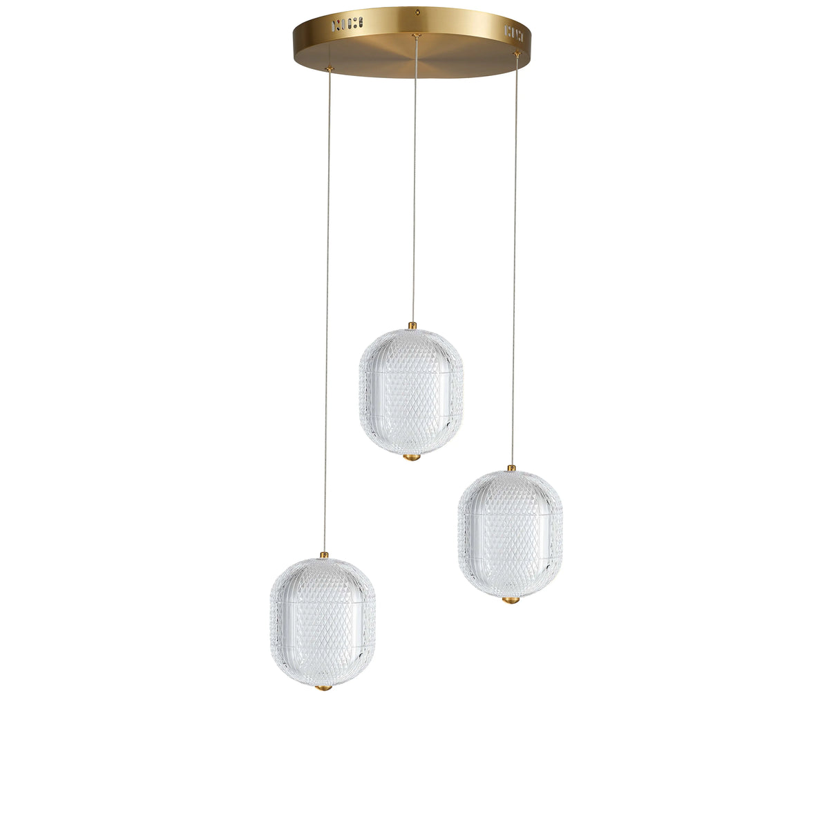 Dainolite 21W Multi Light Pendant in Aged Brass w/ Clear Pattern Acrylic