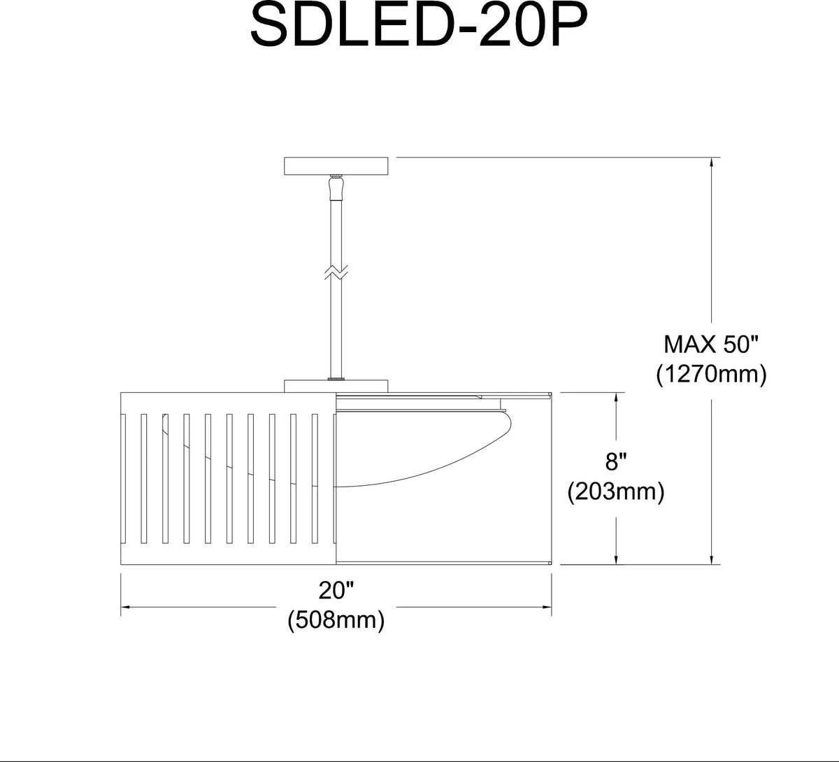 Dainolite 22W Slit Drum Pendant, Matte Black with White Shade