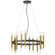 Dainolite 24 Light Incandescent Matte Black & Aged Brass Chandelier