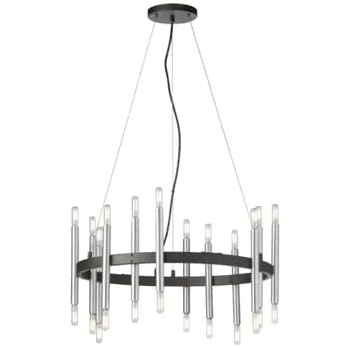 Dainolite 24 Light Incandescent Matte Black & Polished Chrome Chandelier