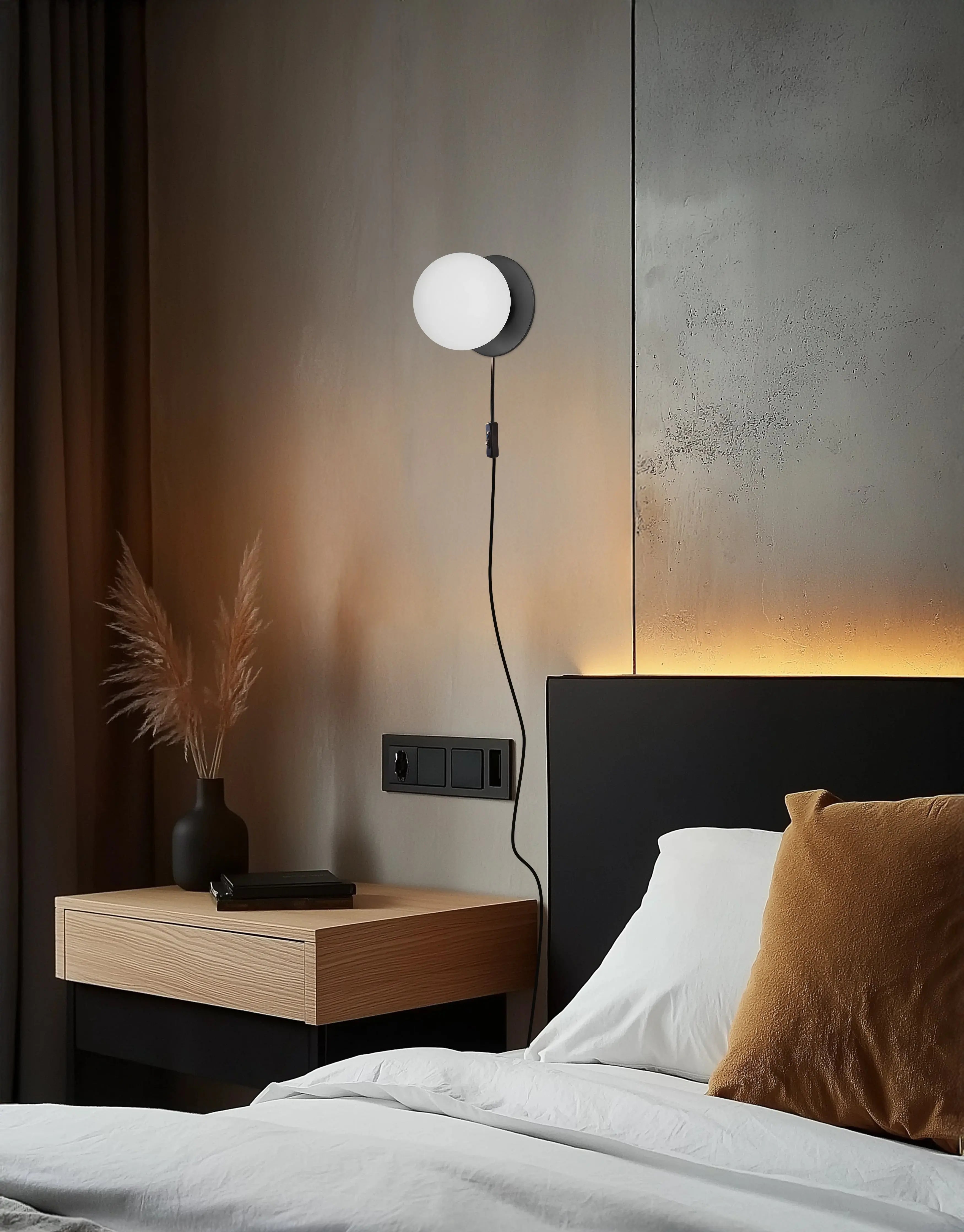 Dainolite 25W Halogen Burlat Wall Lamp w/ White Glass