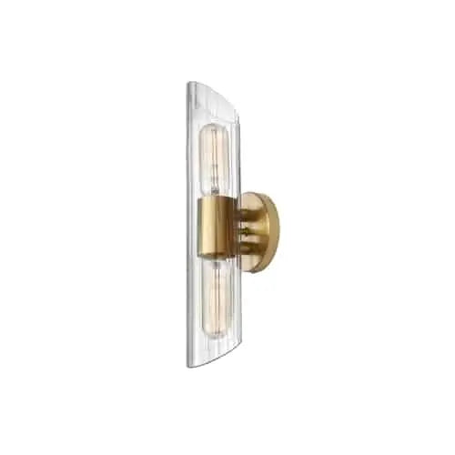 Dainolite 2LT Aged Brass Wall Sconce w/ Clear Fluted Glass