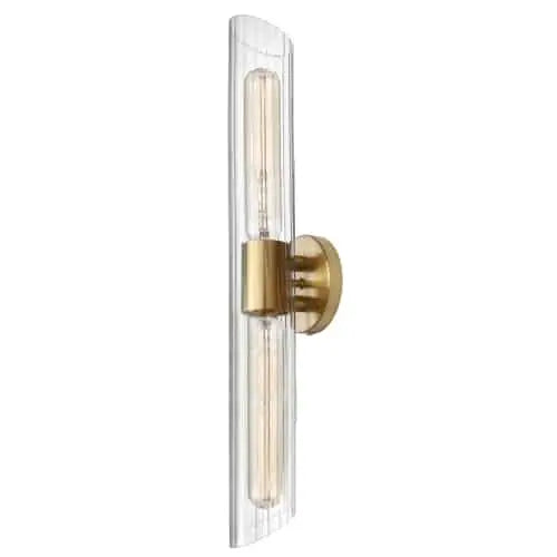 Dainolite 2LT Aged Brass Wall Sconce w/ Clear Fluted Glass