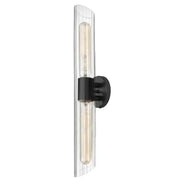 Dainolite 2LT Matte Black Wall Sconce w/ Clear Fluted Glass